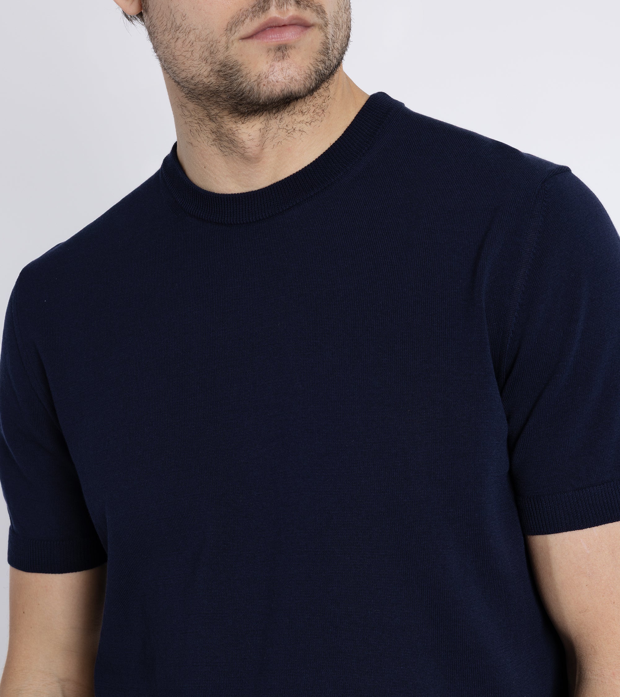 Zanone Cotton Crepe Crew Neck T-Shirt: Navy