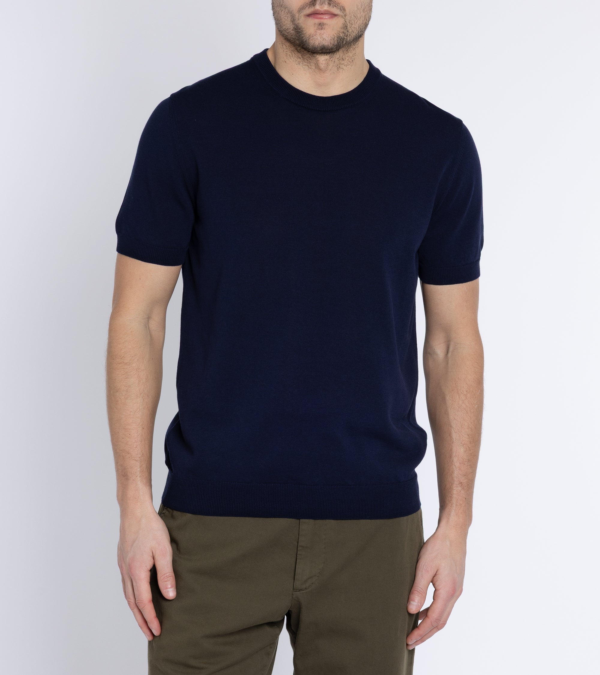 Zanone Cotton Crepe Crew Neck T-Shirt: Navy