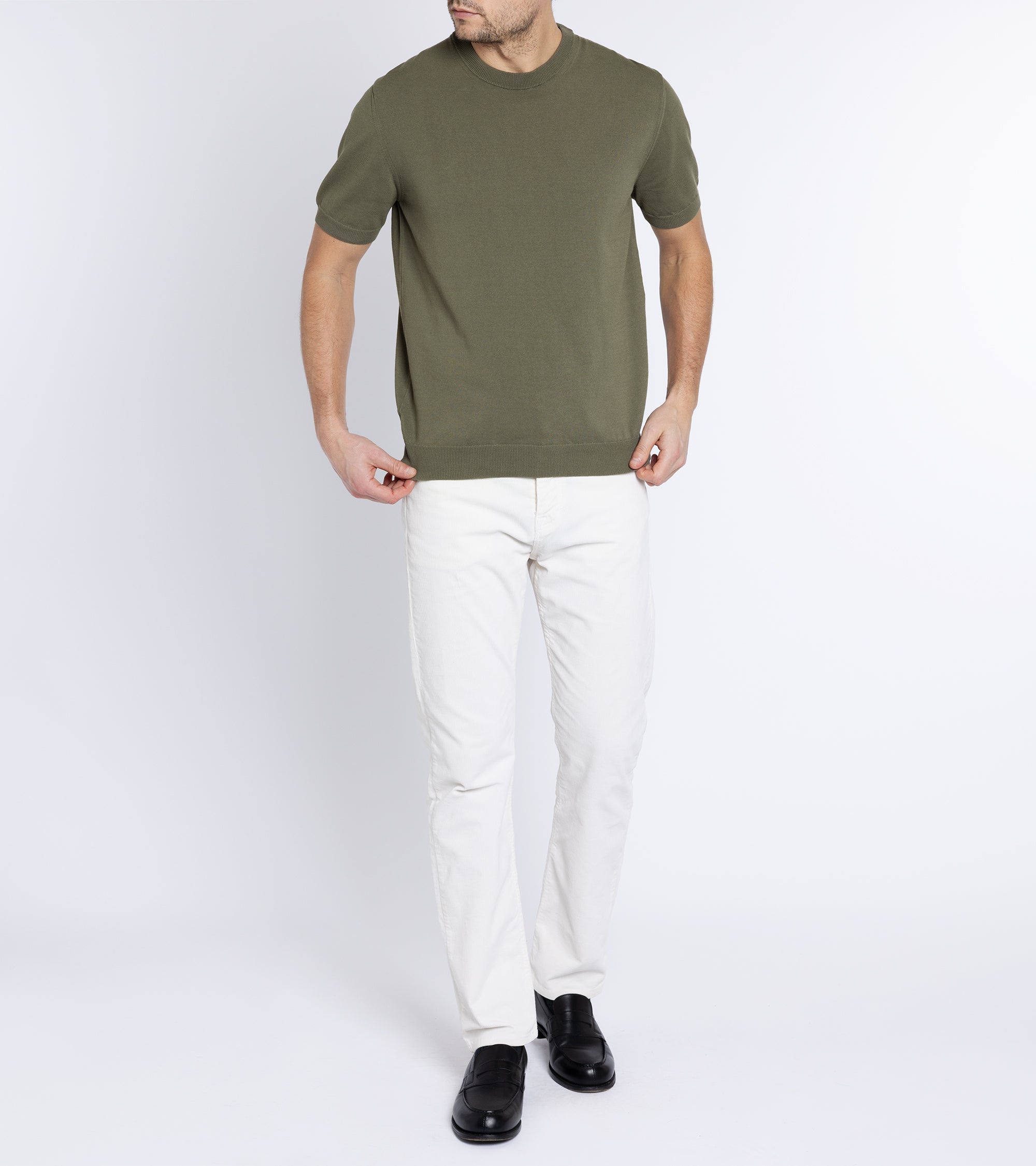 Zanone Cotton Crepe Crew Neck T-Shirt: Olive