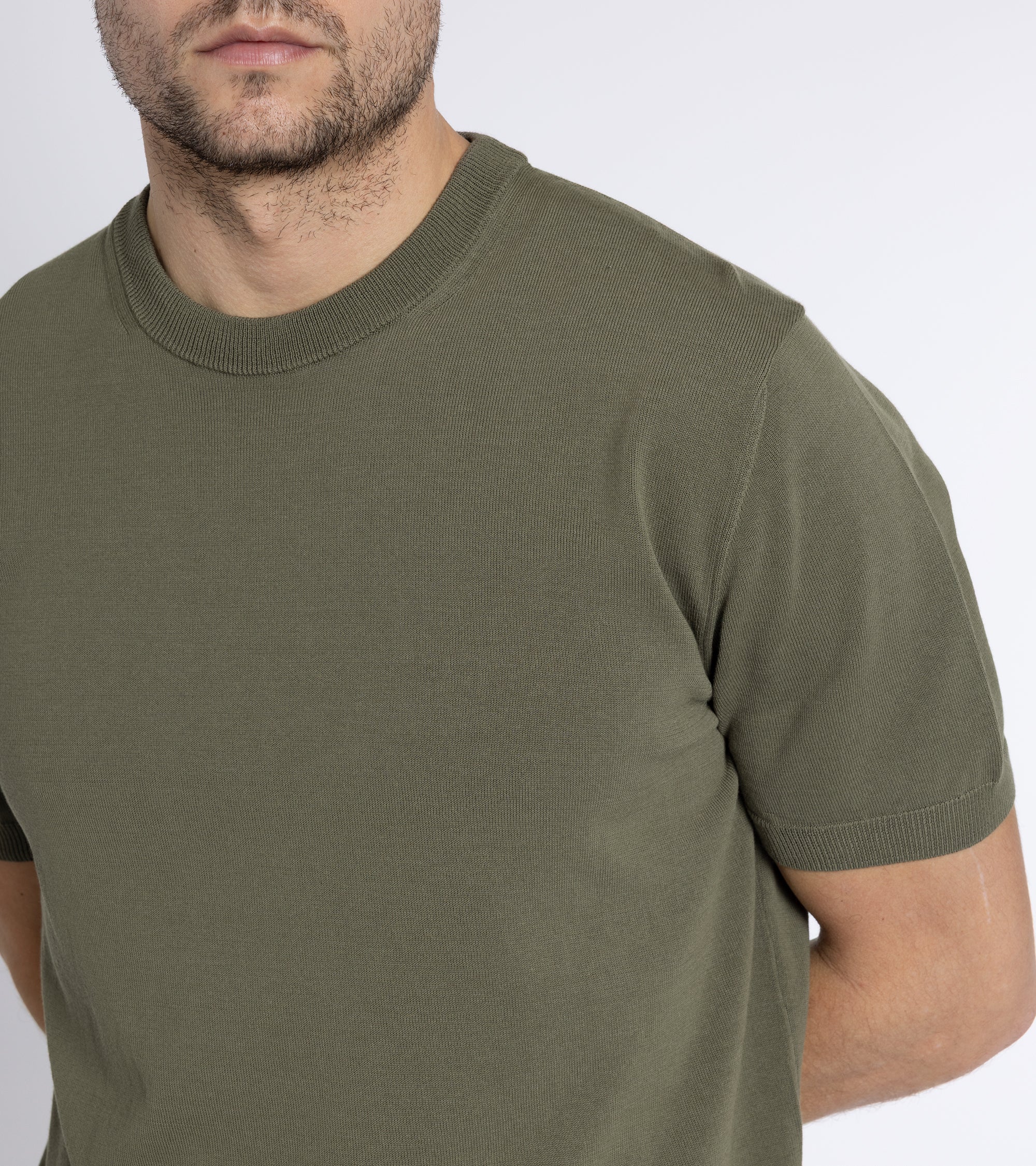 Zanone Cotton Crepe Crew Neck T-Shirt: Olive