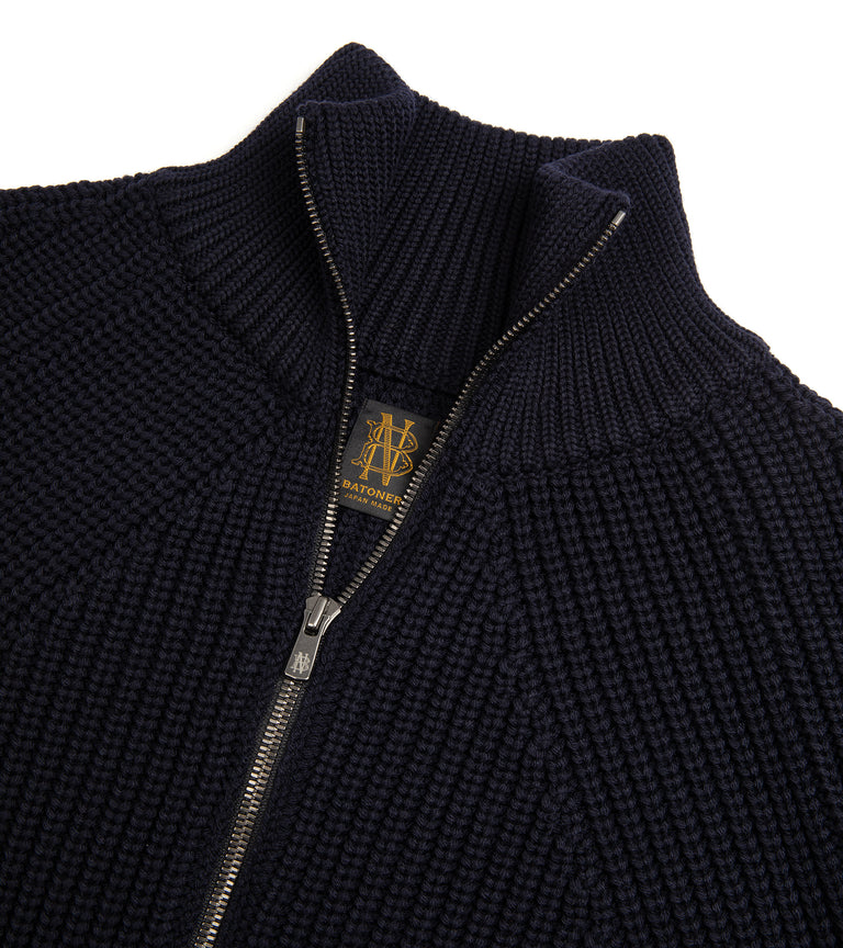 Batoner Signature Driver's Knit Wool Zip Cardigan: Navy – Trunk