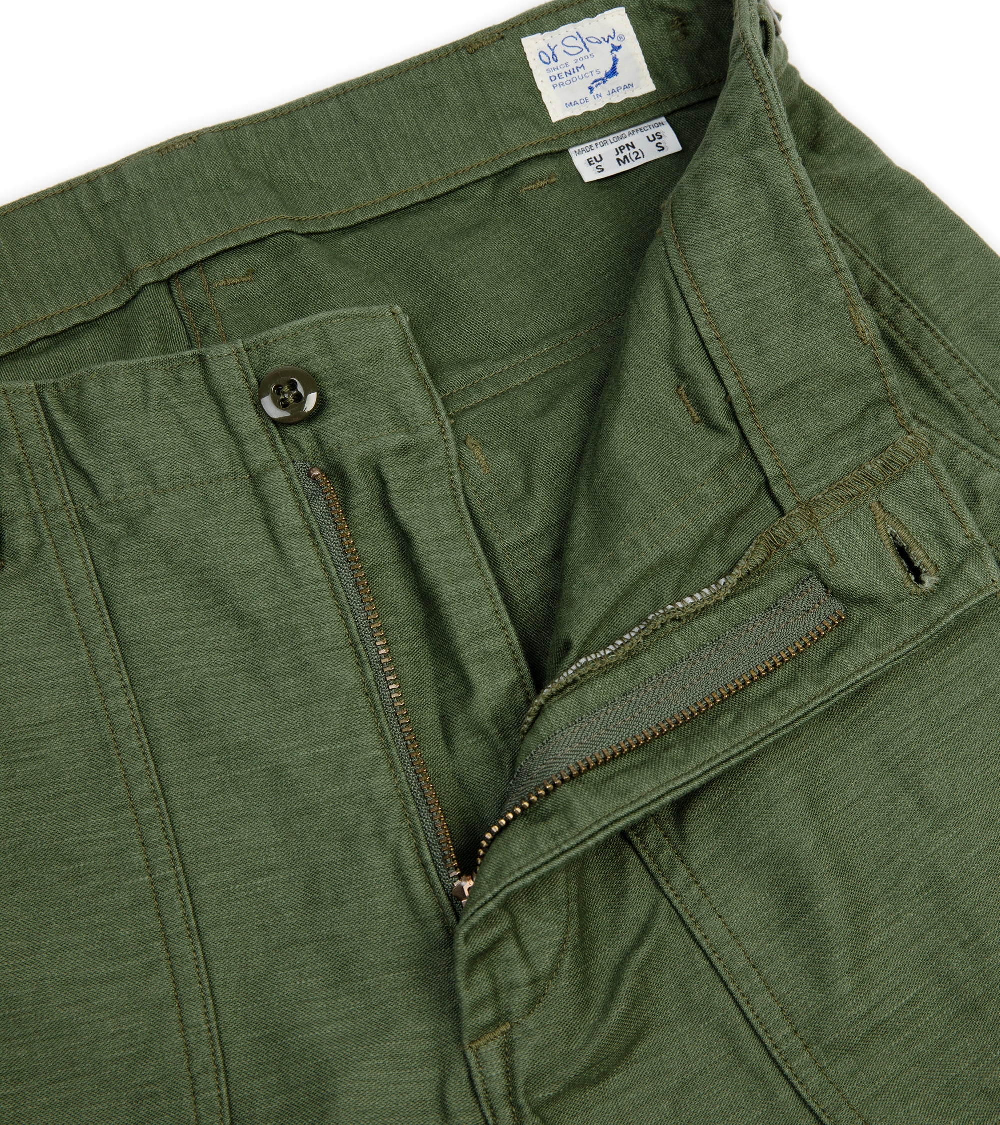 OrSlow Slim Fit Cotton Fatigue Pants: Green