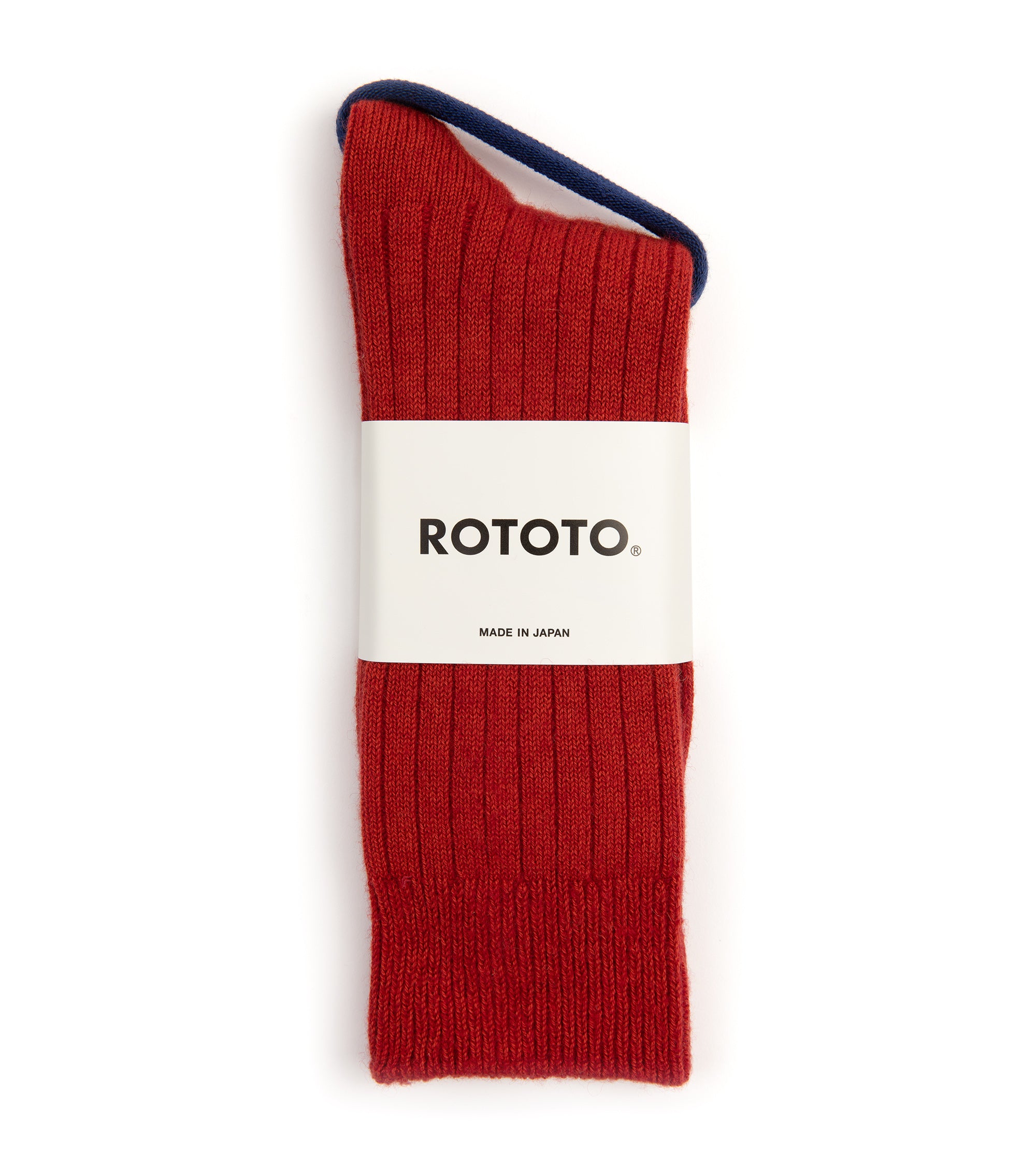 RoToTo Cotton Wool Ribbed Crew Socks: Red