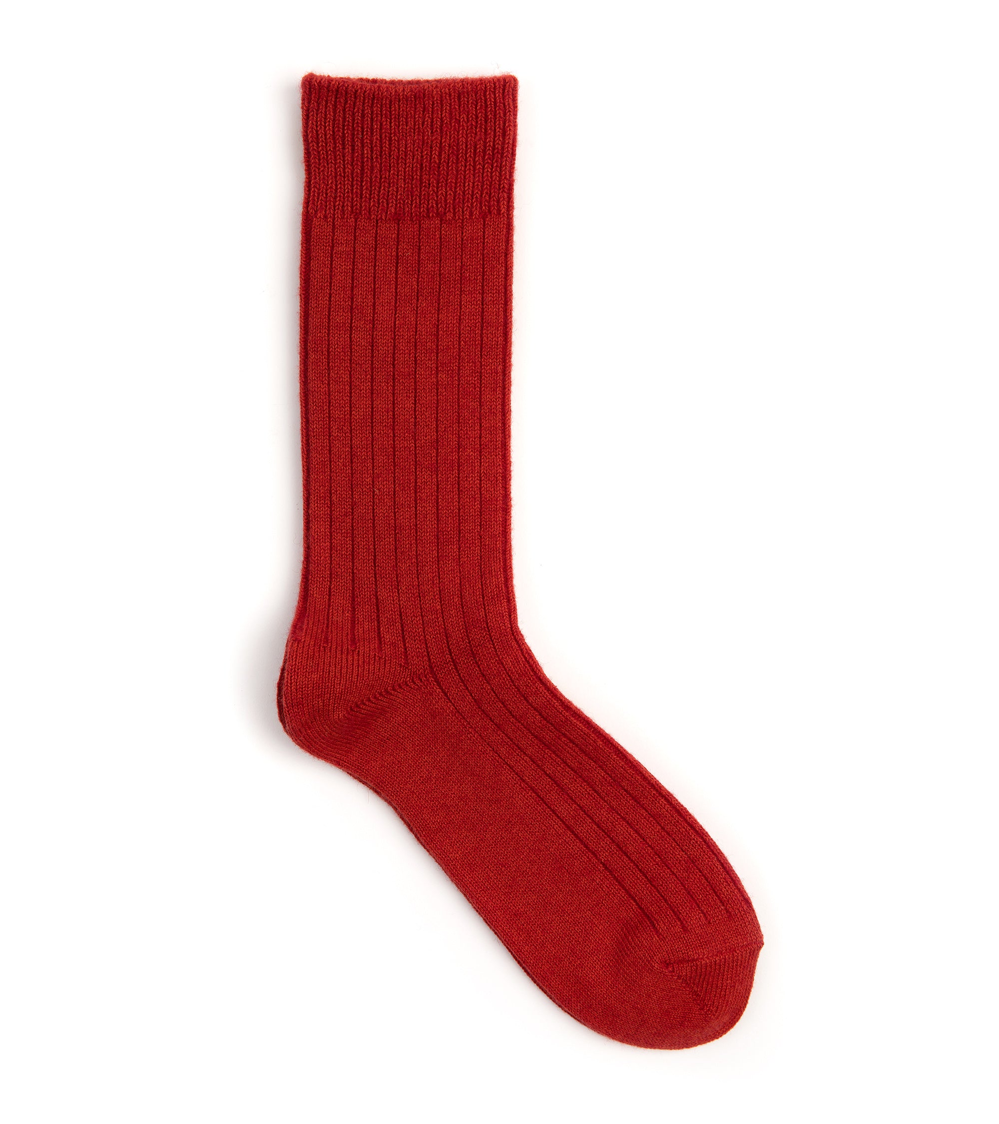 RoToTo Cotton Wool Ribbed Crew Socks: Red