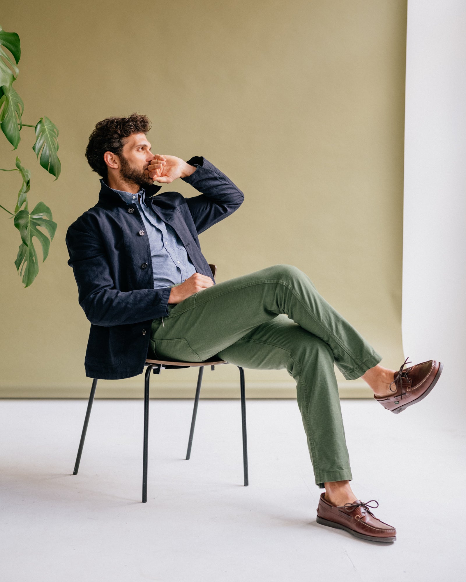 OrSlow Slim Fit Cotton Fatigue Pants: Green